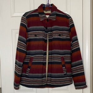 American Eagle Outfitters Men's Striped Jacket - Red, Black, Gray